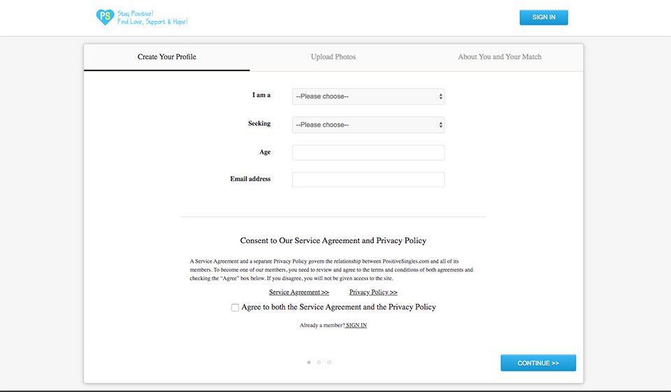 Positive Singles Registration Process